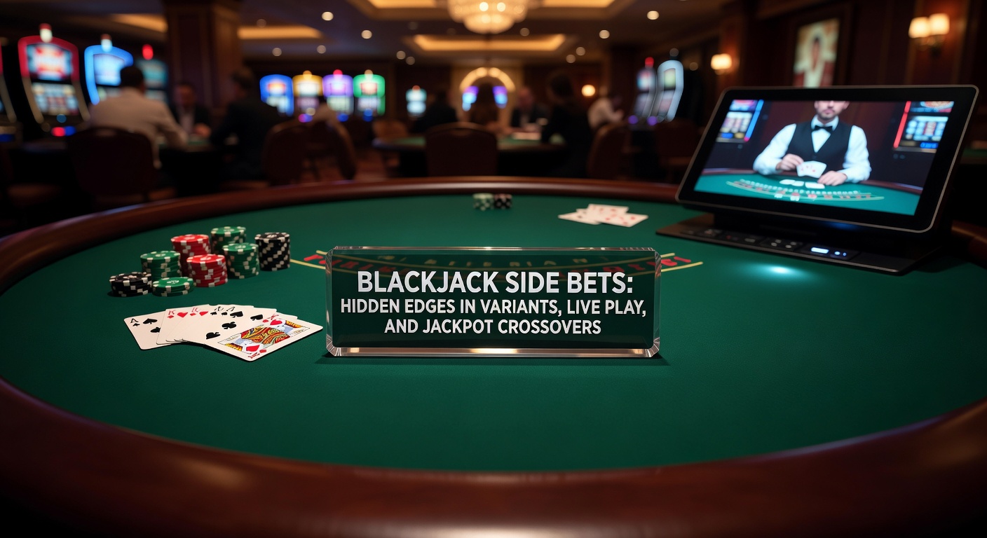 Blackjack-Tisch mit leuchtenden Side-Bet-Feldern und Spielkarten in Aktion